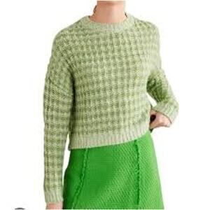 Boden Women Wide Rib Fluffy Sweater Chunky Alpaca Green Oversized Cozy XS